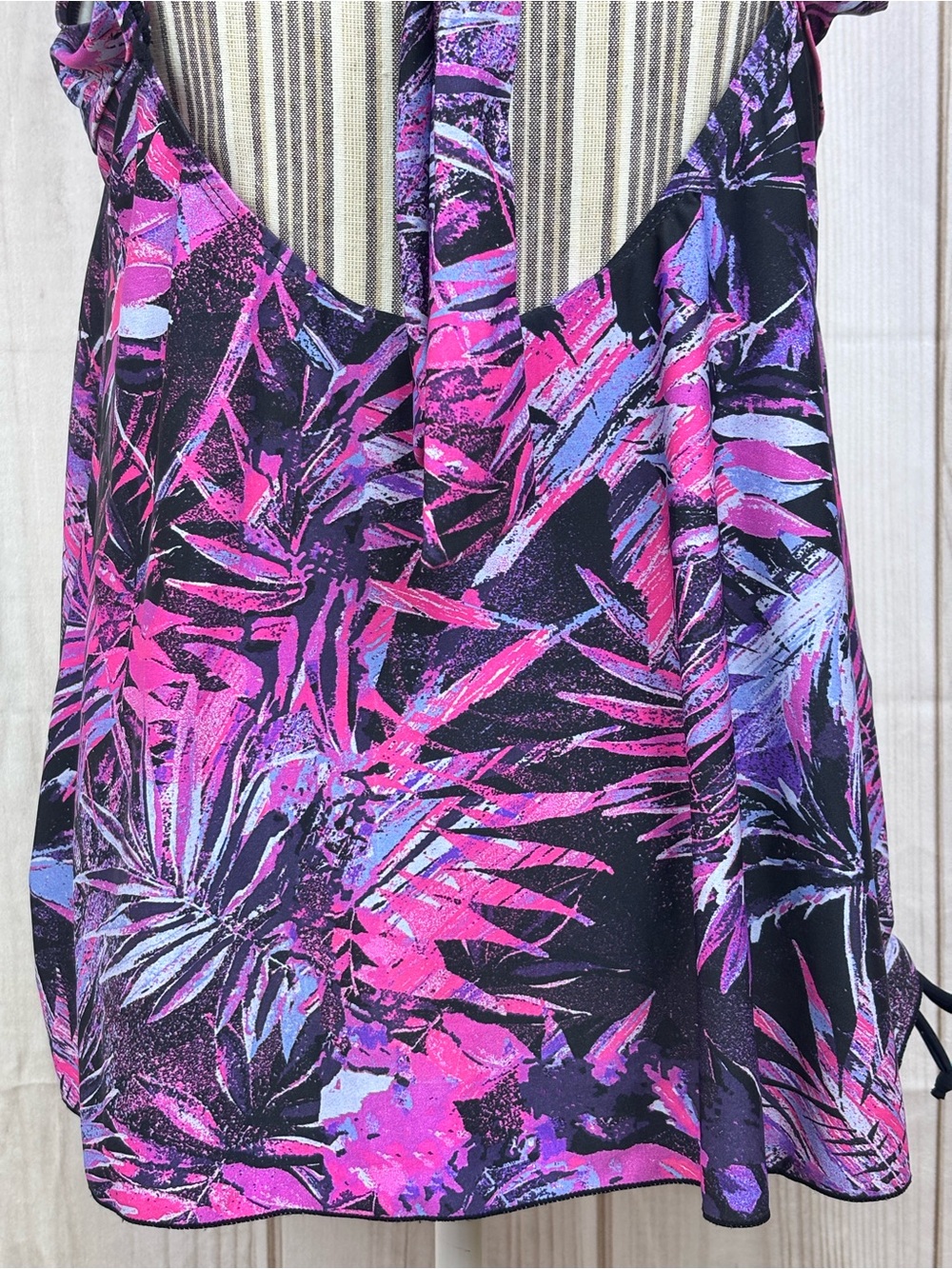 Septangle Plus Size Tankini Swim Top Tropical Print Adjustable Purple Pink Sz 20 - Picture 6 of 13